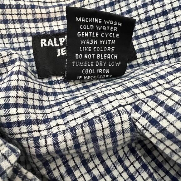Ralph Lauren Jeans Co Mens Short Sleeve Button Up Shirt XXL Navy Plaid Cotton - Picture 6 of 6